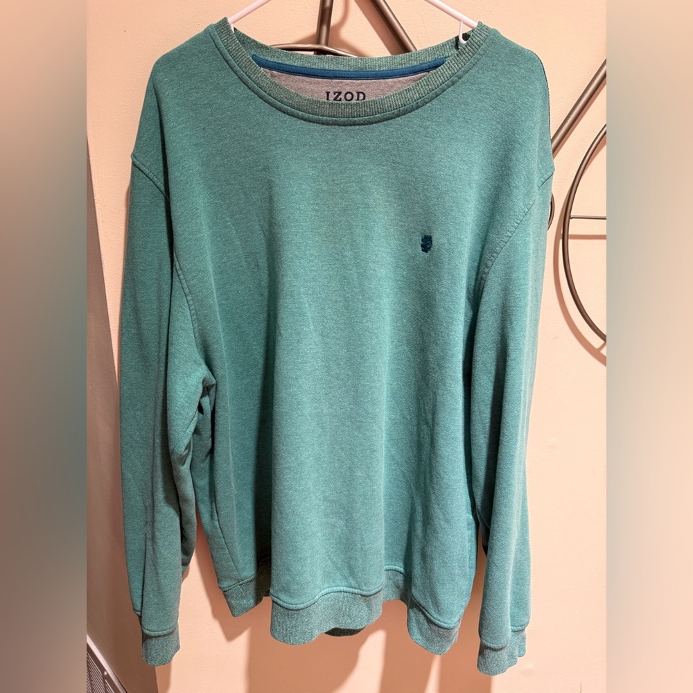IZOD Men’s Performance Stretch Teal Crewneck Sweatshirt, Size XL Athleisure